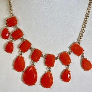 Gorgeous orange glass beaded 18” necklace